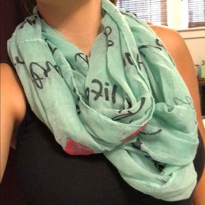 Teal inspirational infinity scarf